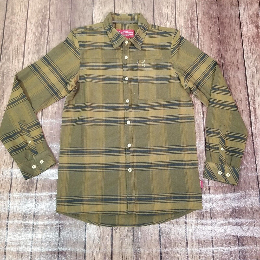 John M. Browning Mens Shirt Black Olive S Heritage Collection Beacon Button Down
